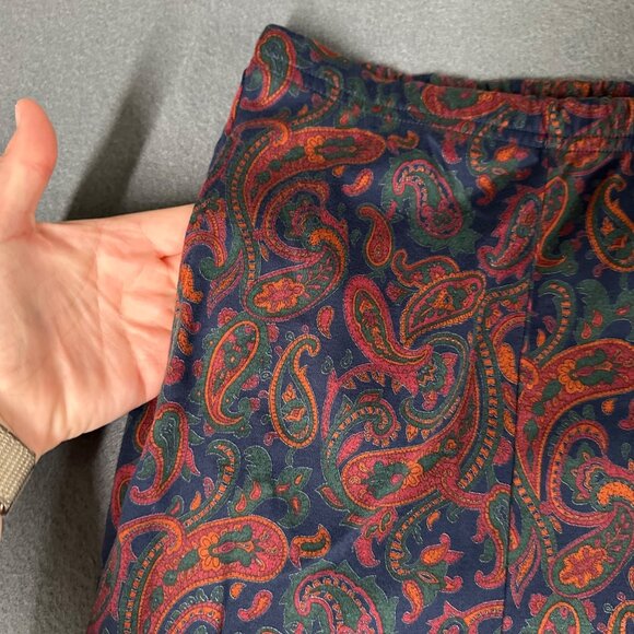 Vtg Lands' End Womens L 12-14 Cotton Paisley Print Pull‎ On Flare Skirt Made USA - Picture 4 of 9
